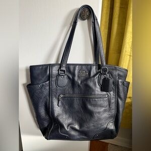 Coach Navy Leather Tote Bag